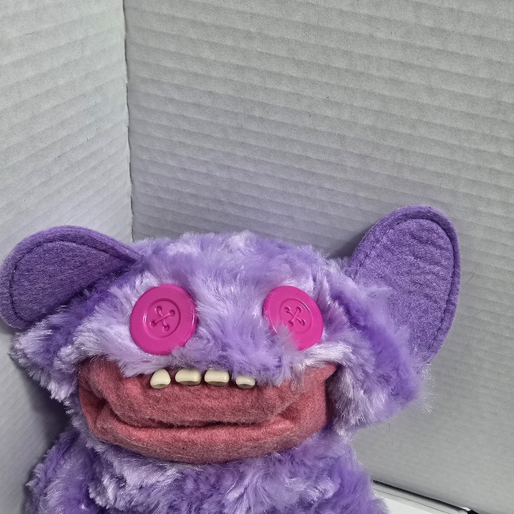 Fuzzy Purple Monster Plush with Pink Accents Fuggler - Picture 5 of 10
